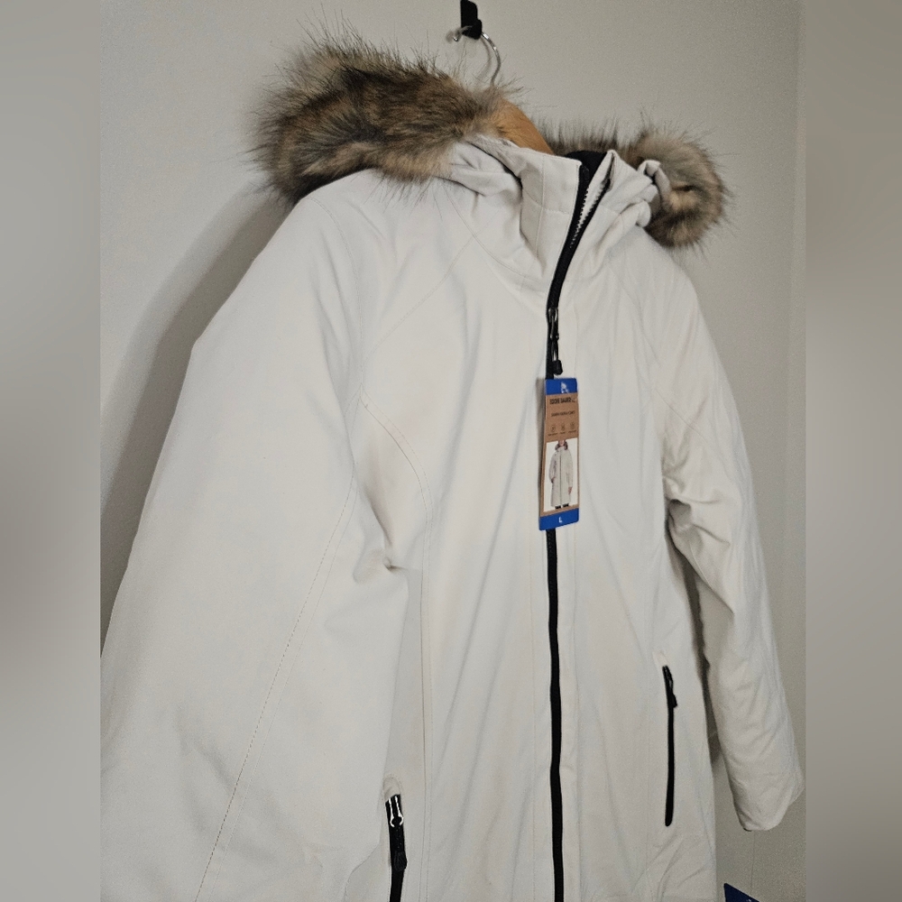 NEW! Eddie Bauer Cream Down Parka Coat Size L - Picture 5 of 15